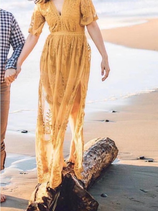 Honey Punch Mustard Yellow Embroidered V-Neck Maxi Dress Honey Punch Mustard Yellow Embroidered V-Neck Maxi Dress